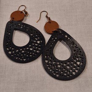 Leather Teardrop Dangling Earrings